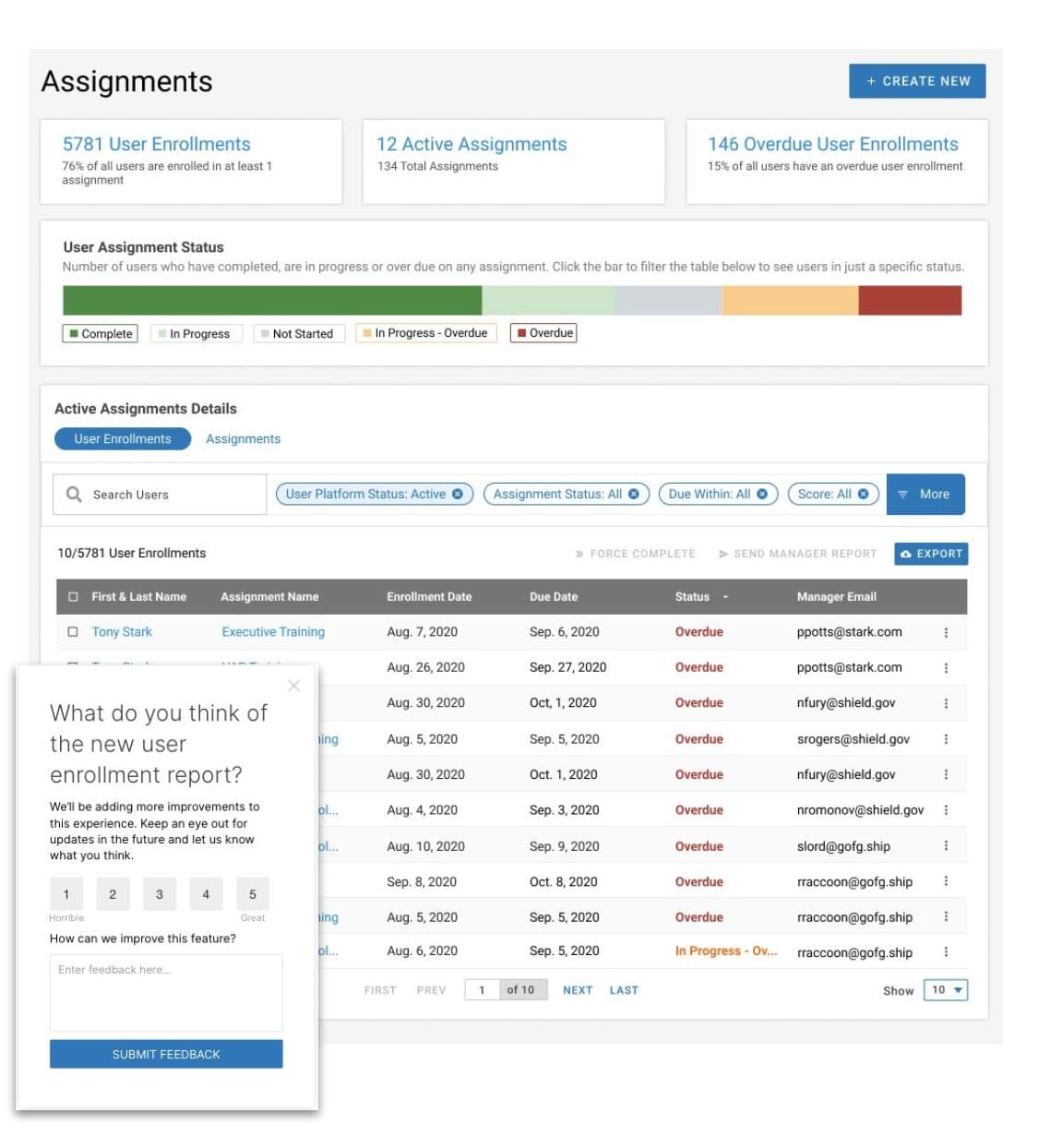 Satisfaction prompts on the new reports gave a second live feedback channel