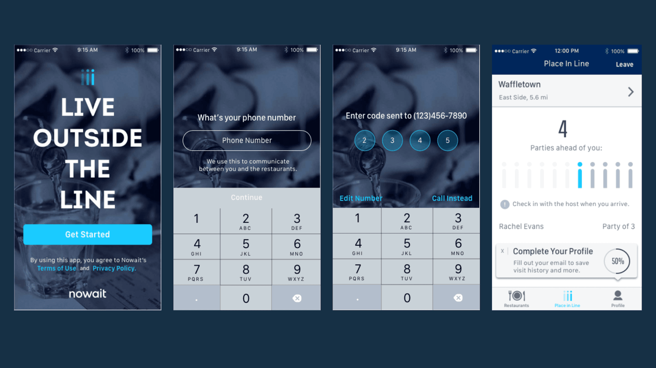 The shipped sign-up: landing, phone number, code, and place in line